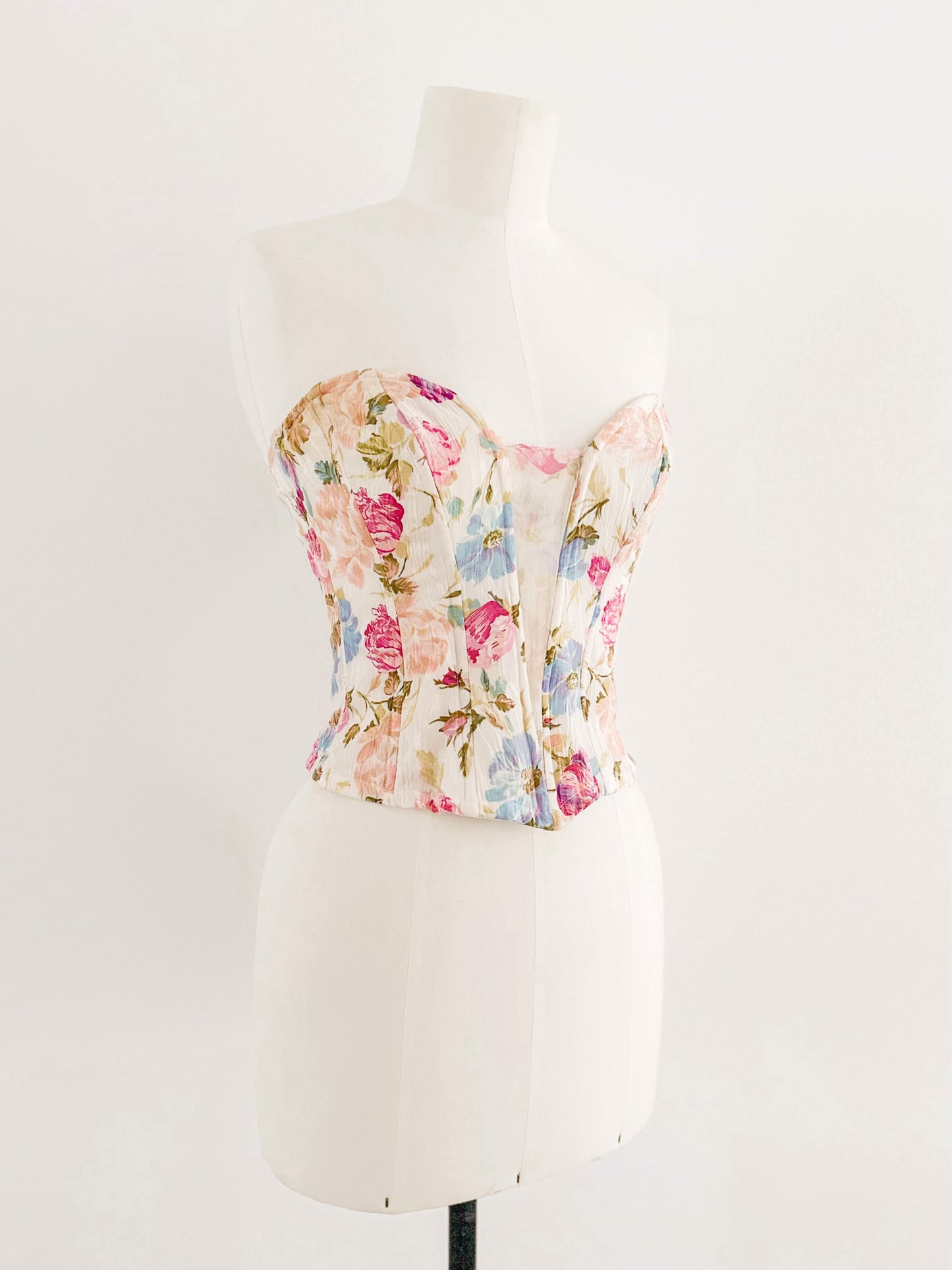 100% SILK FLORAL BUSTIER (S - M)