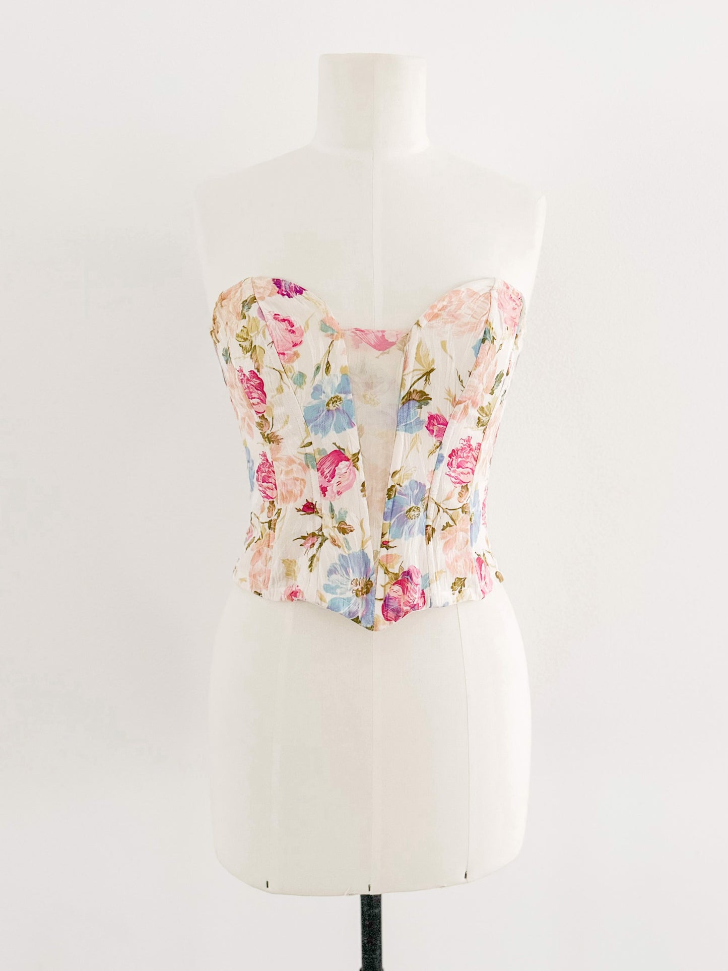 100% SILK FLORAL BUSTIER (S - M)