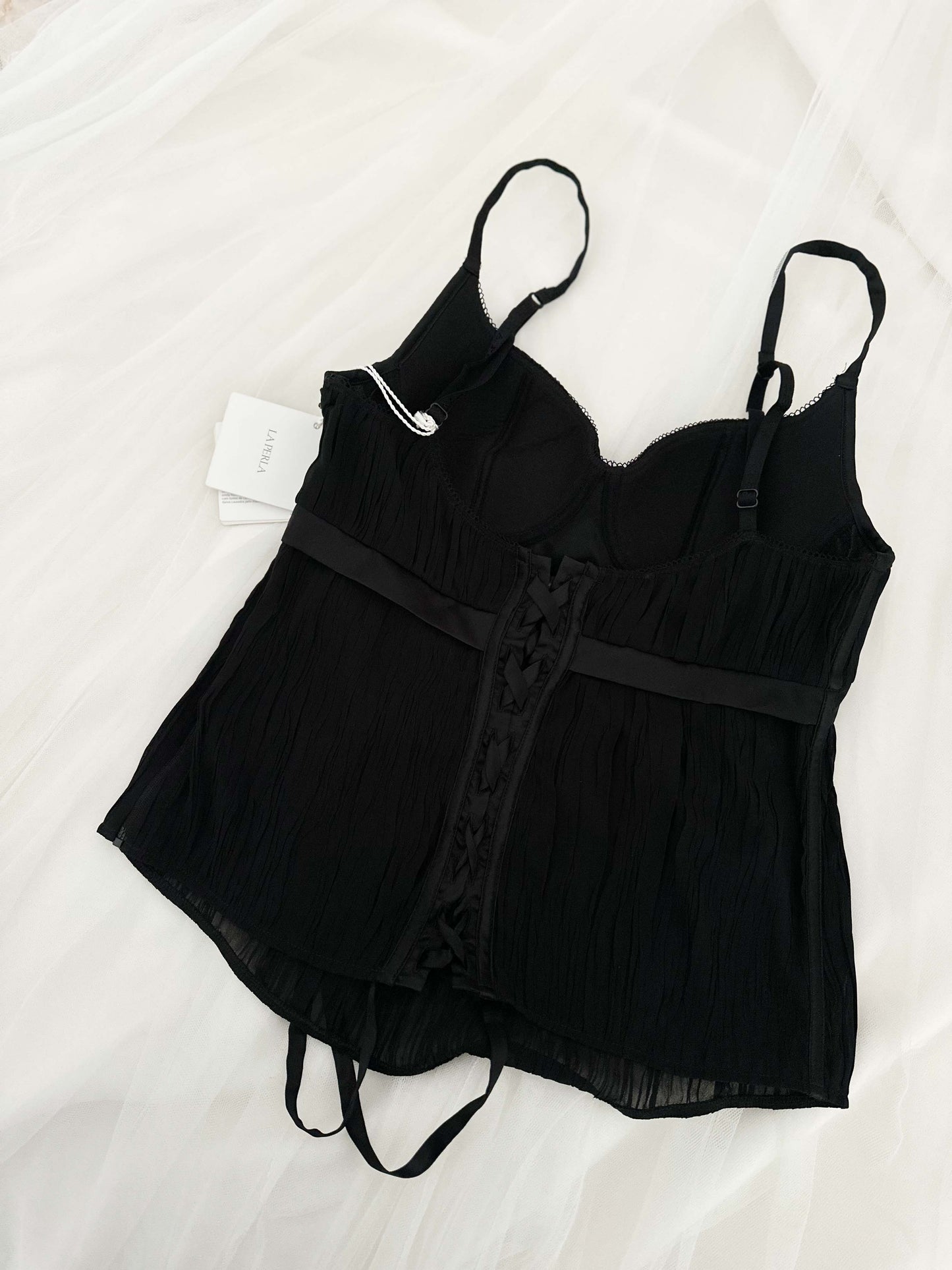 BLACK SILK LA PERLA BUSTIER (75B/70C)