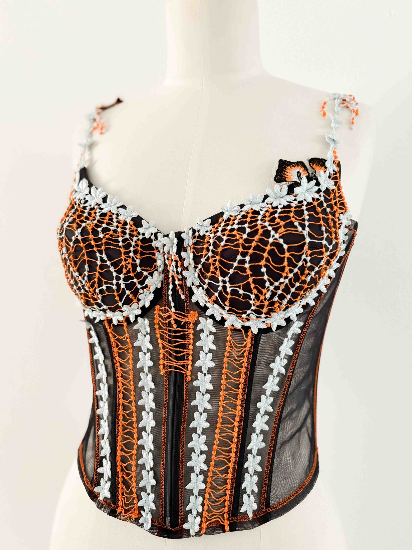 BLACK FLORAL COUTURE CORSET (75D/80C)