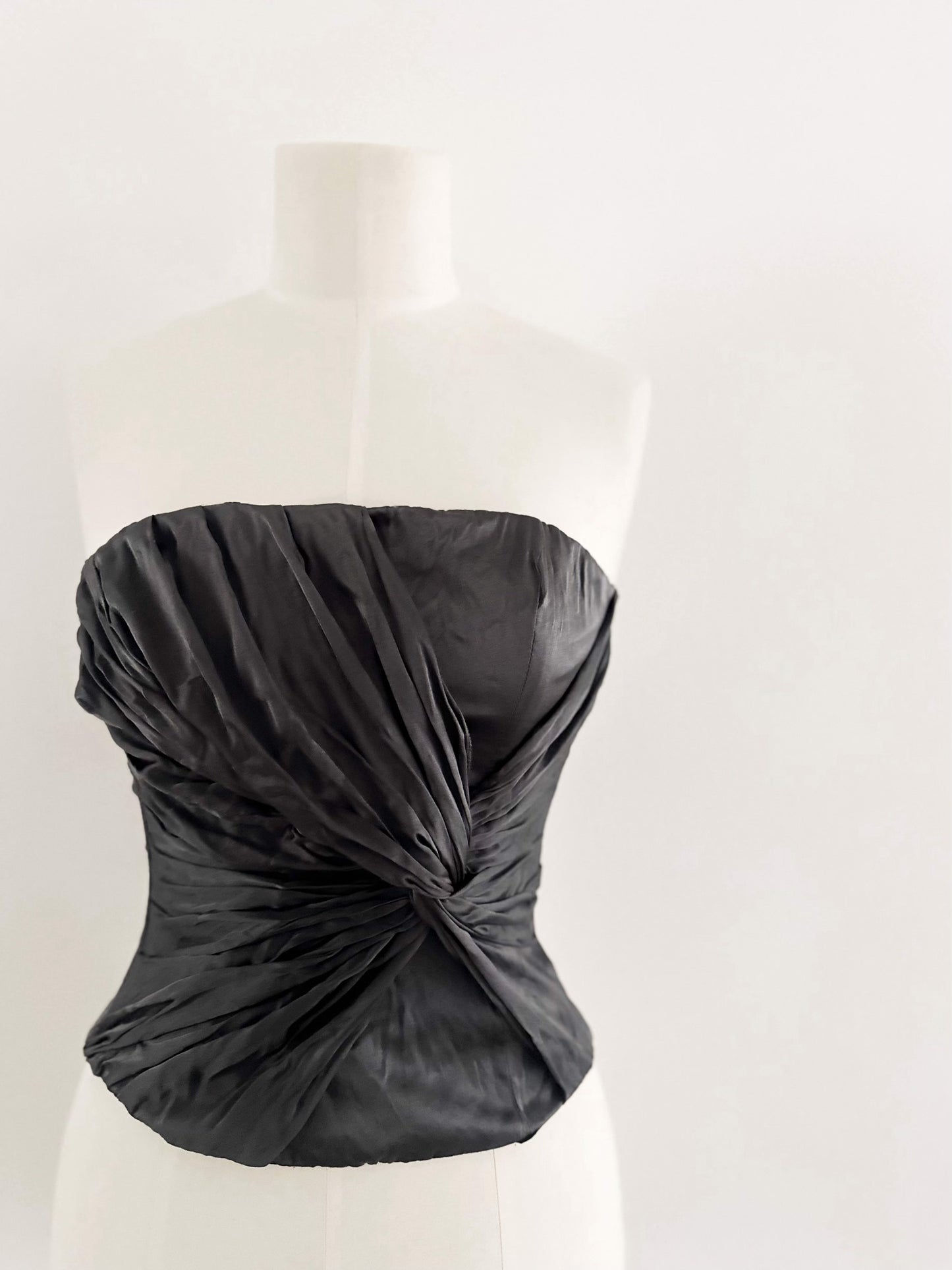 100% SILK ANTHRACITE BUSTIER (XS - S)