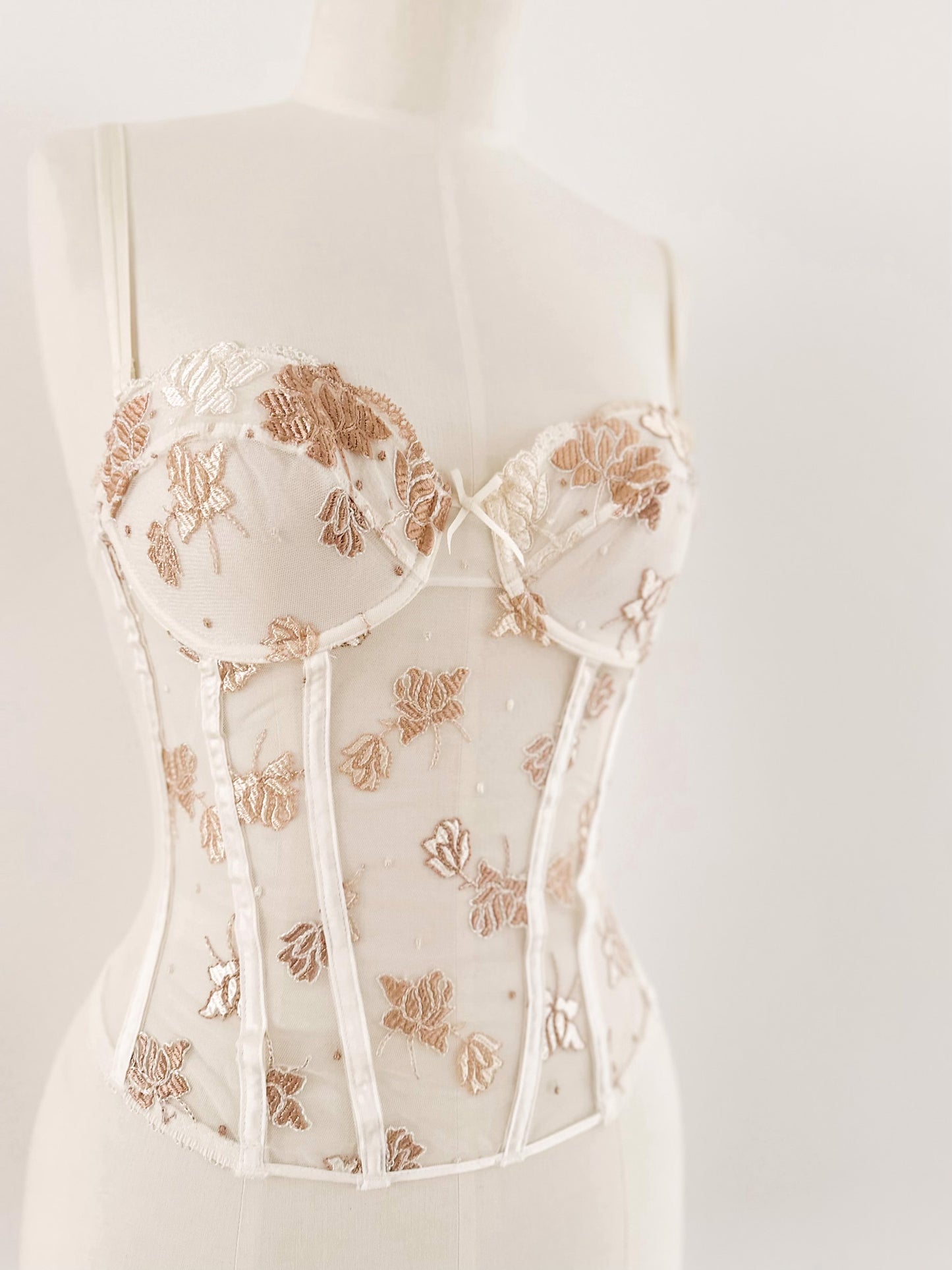 GOLDEN IVORY FLORAL BUSTIER (75B/70C)