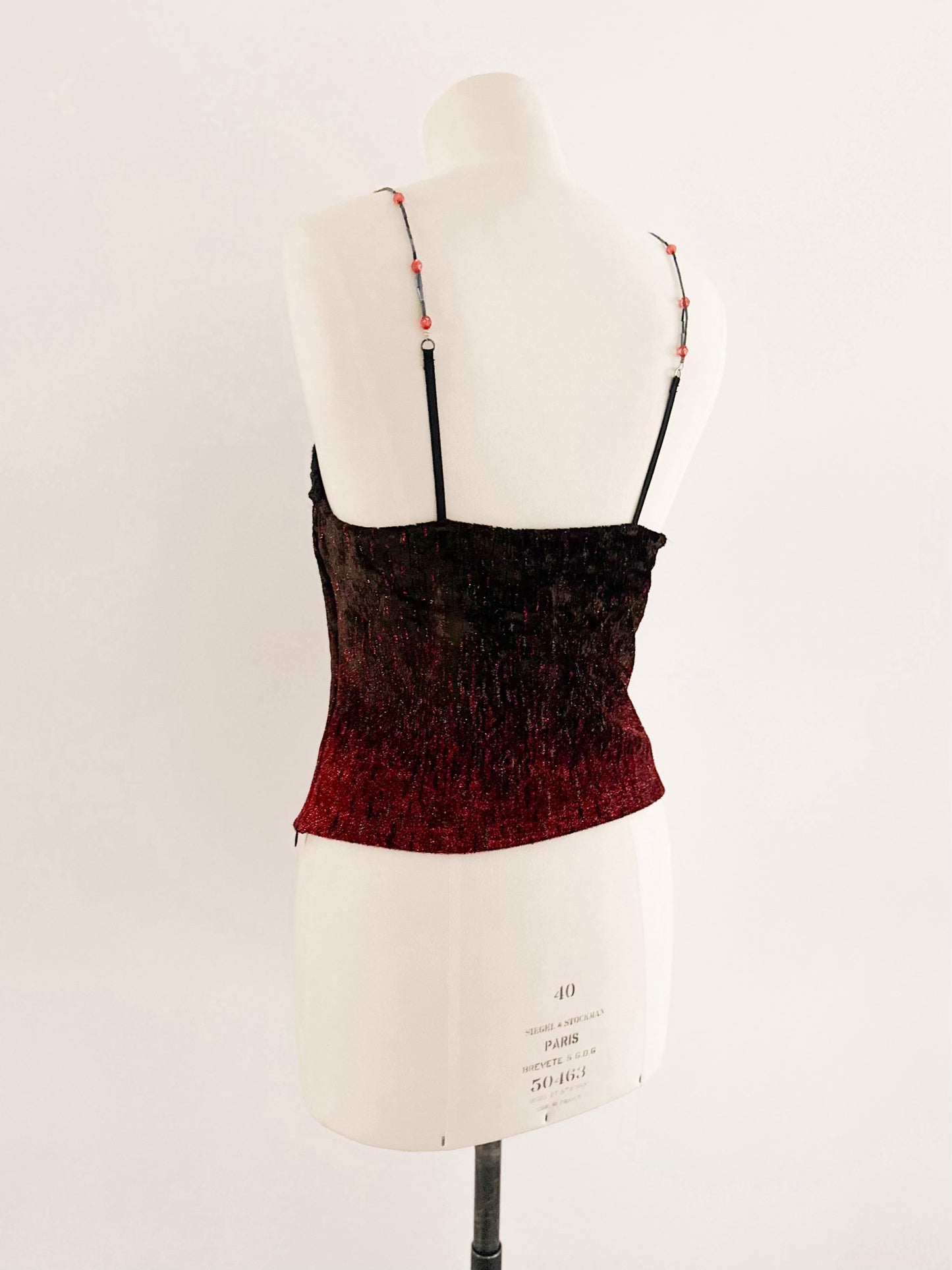 BLACK VELVET RED SPARKLE BUSTIER (S - M)