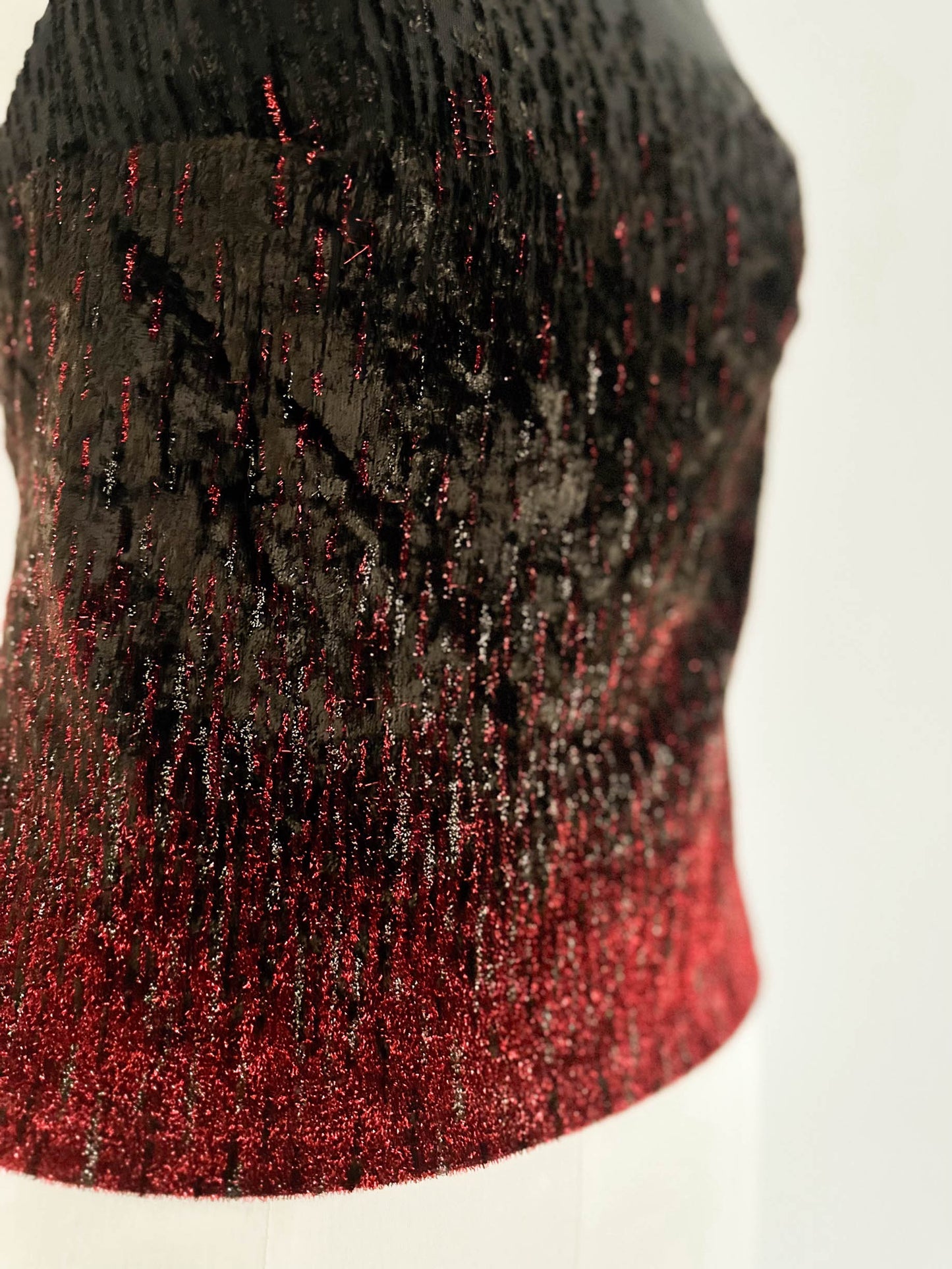 BLACK VELVET RED SPARKLE BUSTIER (S - M)