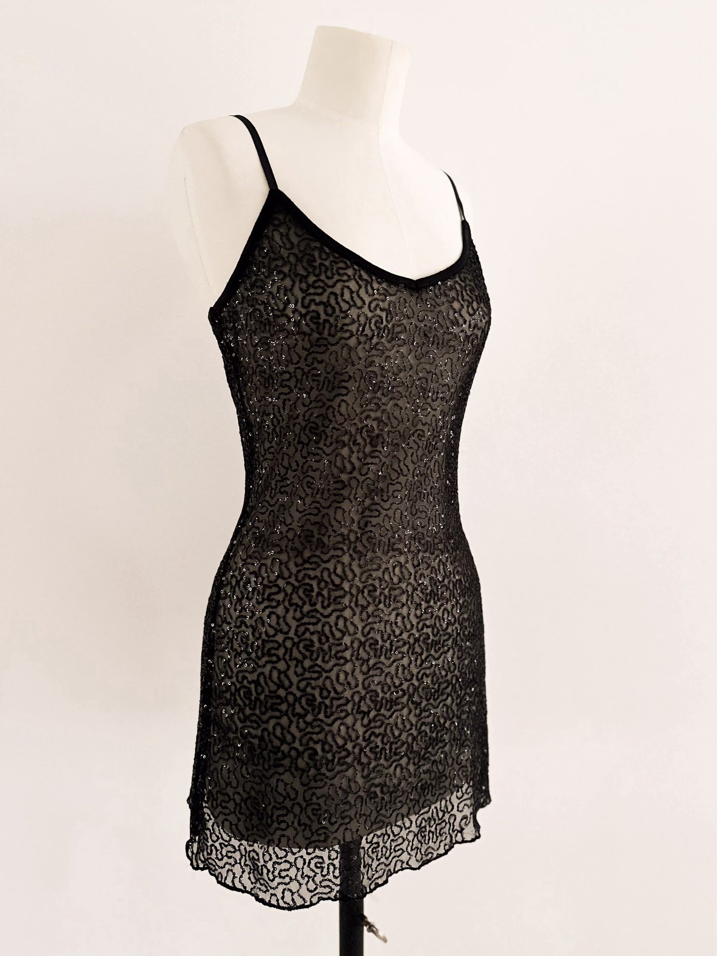BLACK SEQUIN SLIP (S - M)
