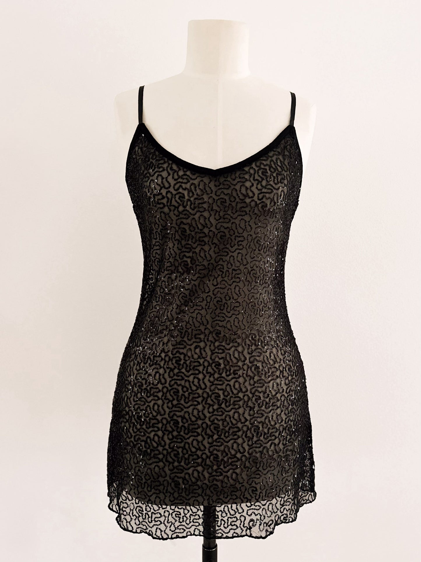 BLACK SEQUIN SLIP (S - M)