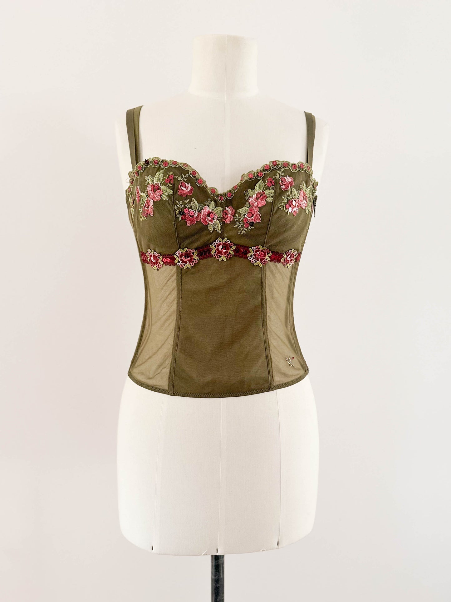 KHAKI FLORAL BUSTIER (75C/80B)