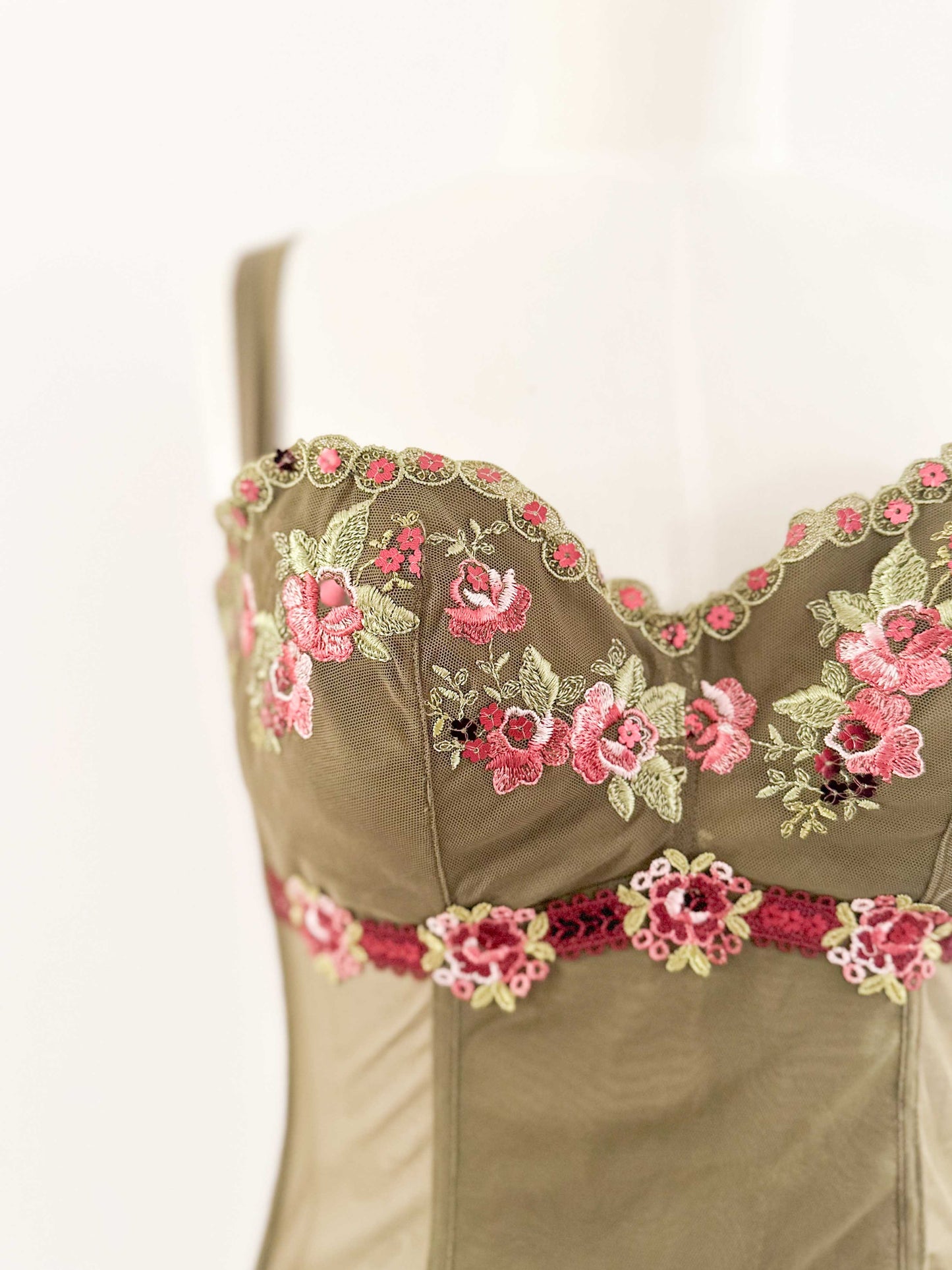 KHAKI FLORAL BUSTIER (75C/80B)