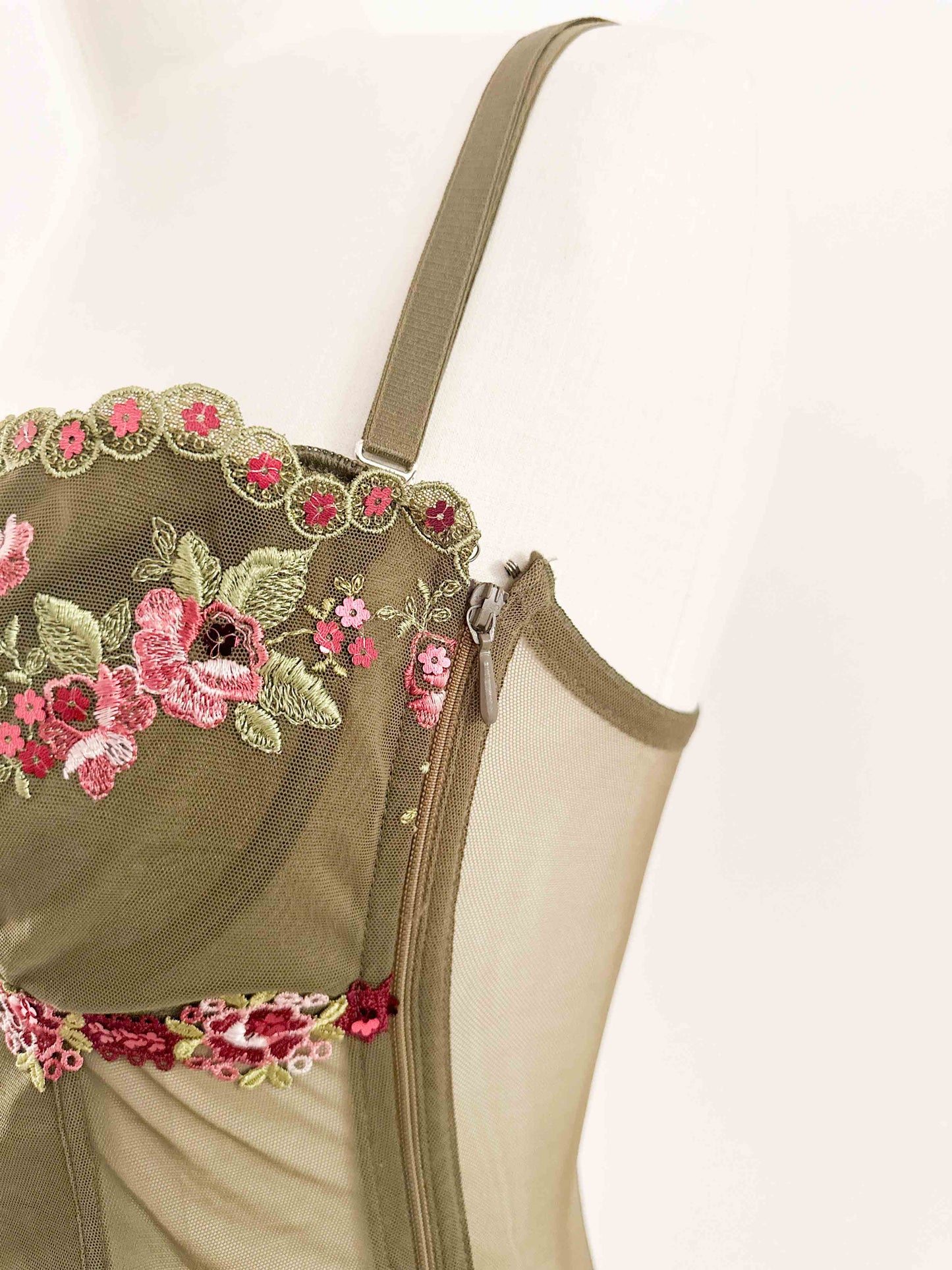 KHAKI FLORAL BUSTIER (75C/80B)