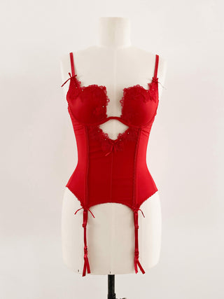 HOT RED CUTOUT BUSTIER (75D/70E)