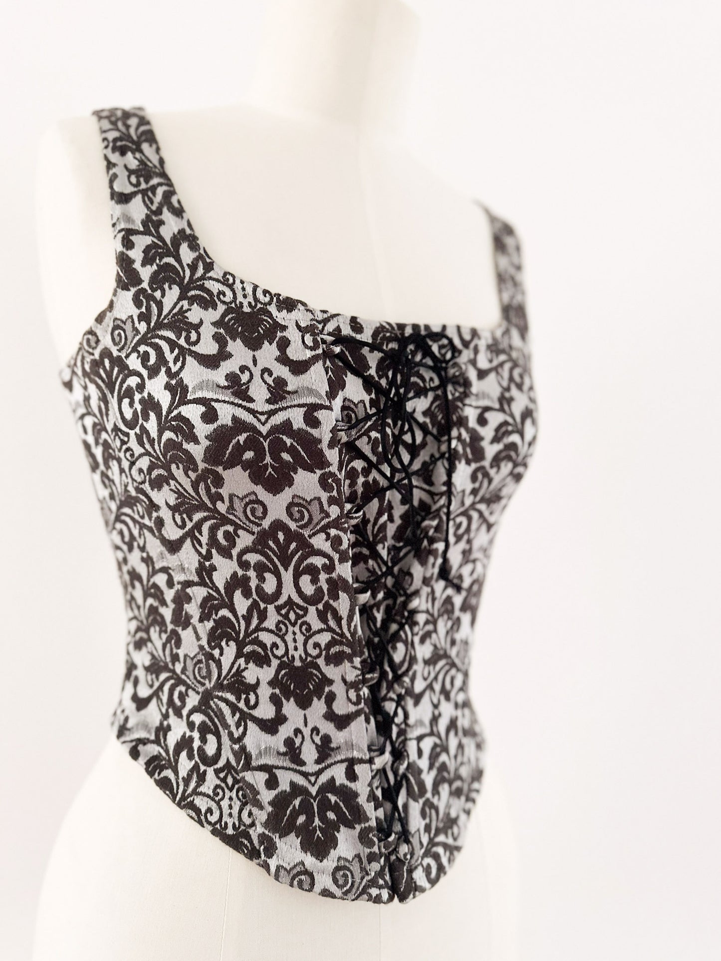 SILVER BLACK BAROQUE CORSET (S - M)
