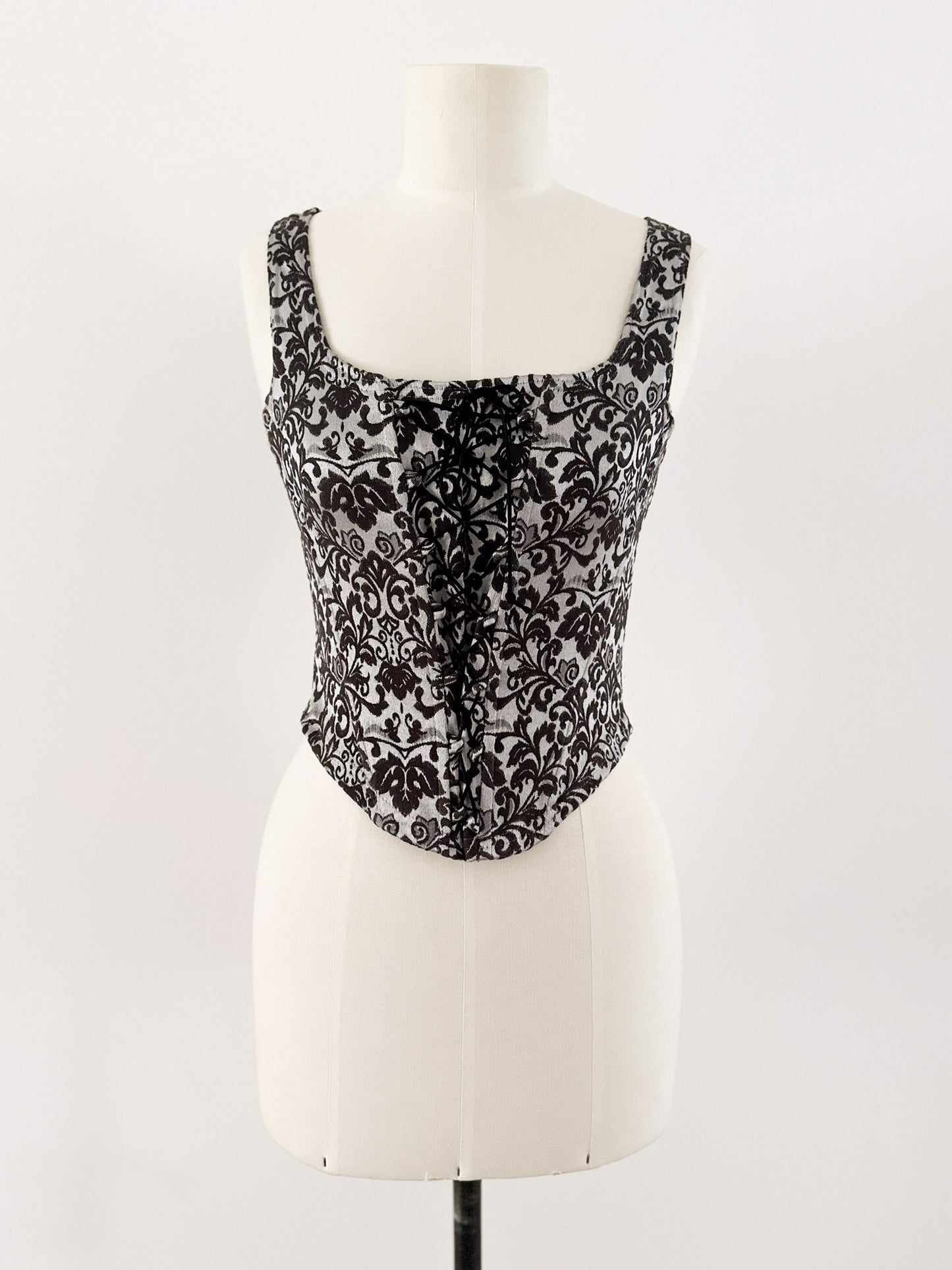 SILVER BLACK BAROQUE CORSET (S - M)