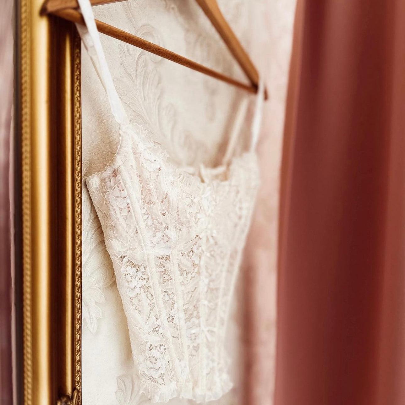 La Perla shimmery rose gold leaf corset made in