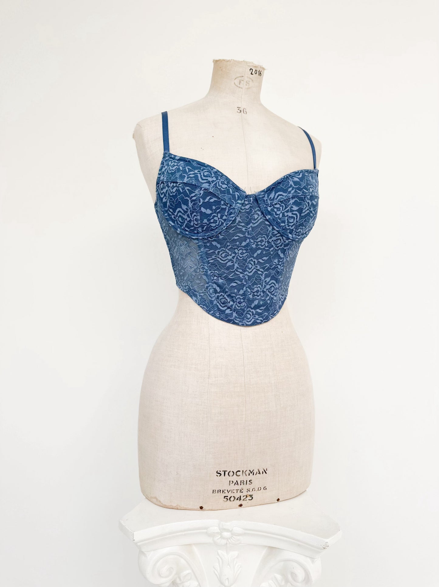 LACE DENIM BUSTIER (75B/70C)