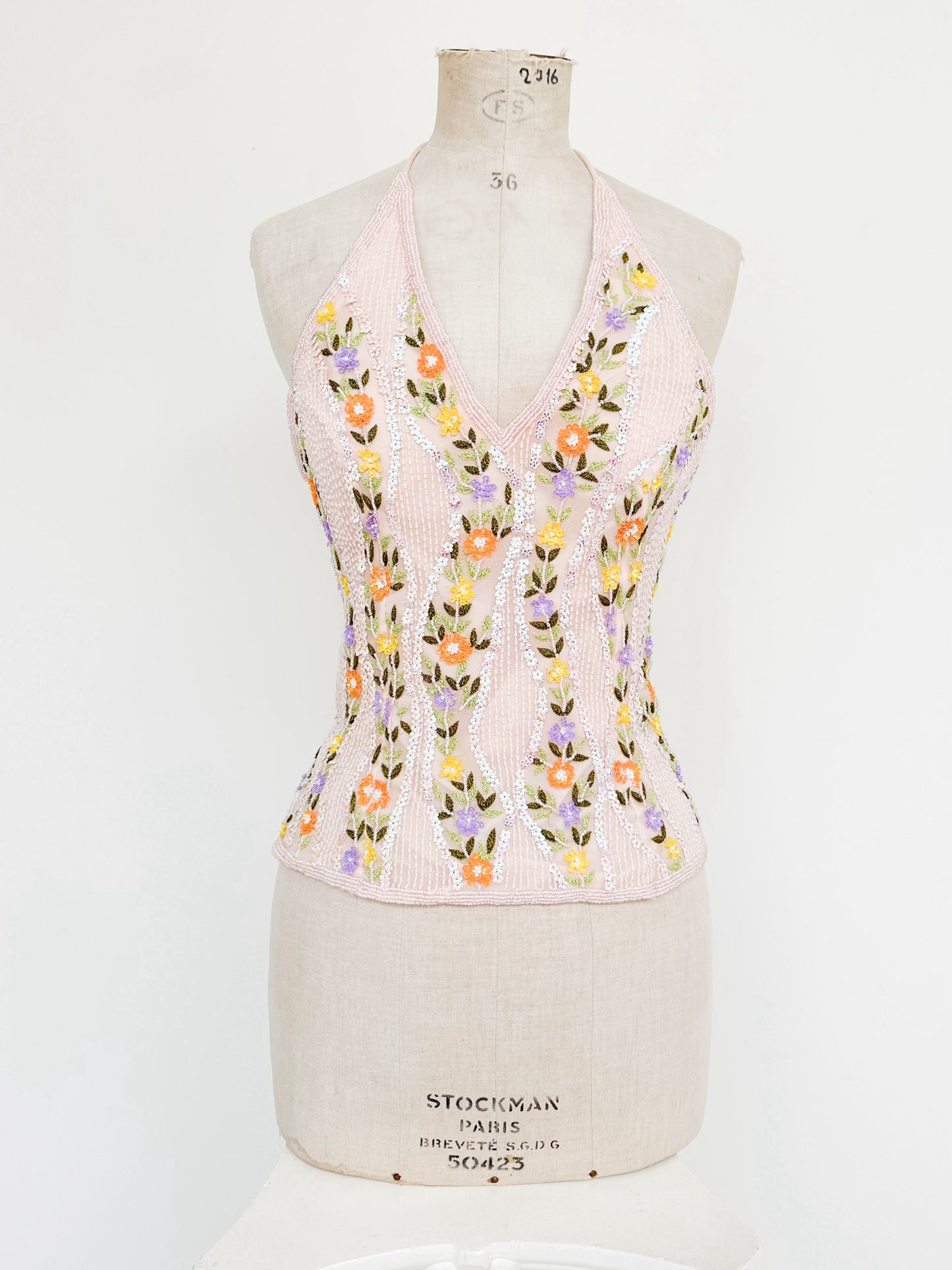 SILK FLORAL HALTER CORSET (S - L)