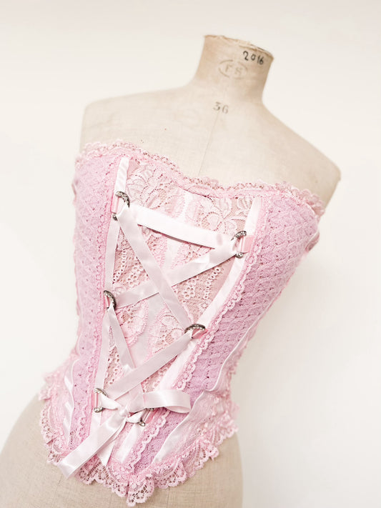 SOFT PINK LACE BOW TOP (S - M)