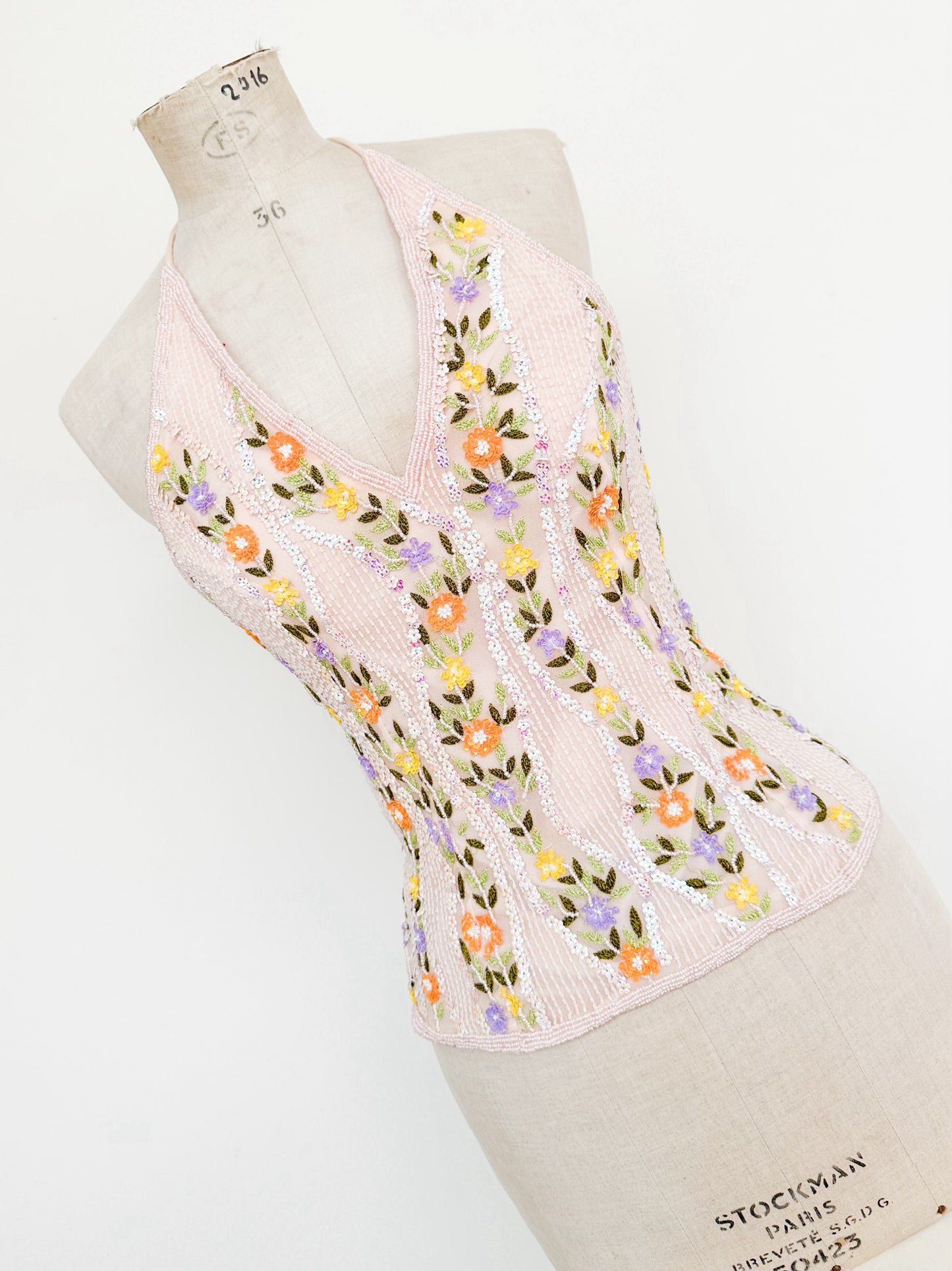 SILK FLORAL HALTER CORSET (S - L)