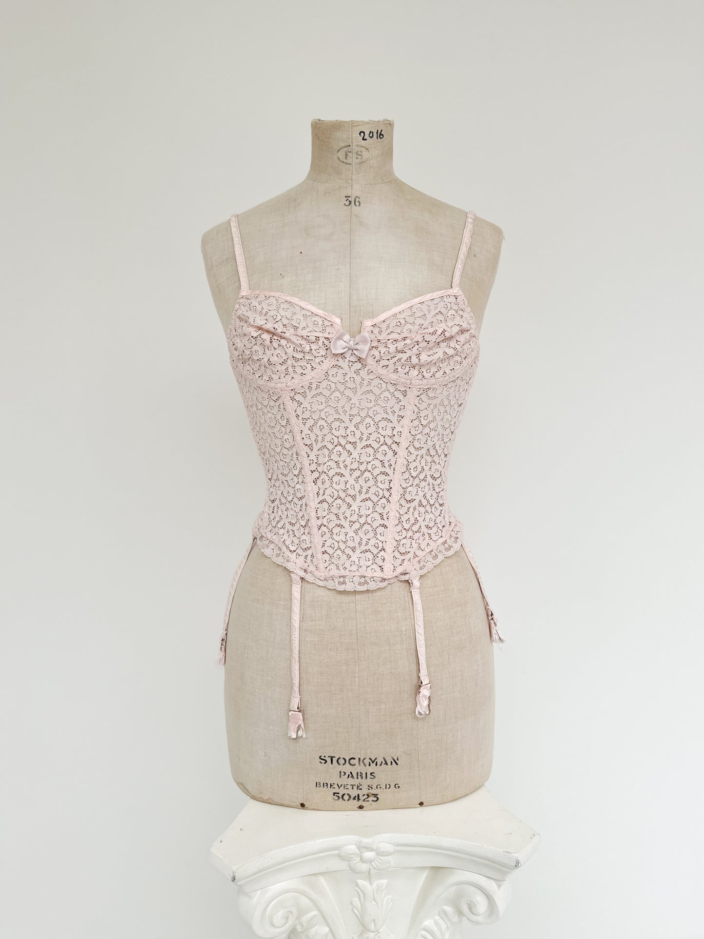 1960'S POWDER PINK BOW BUSTIER (75A/70B)