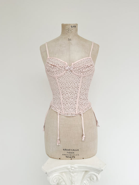 1960'S POWDER PINK BOW BUSTIER (75A/70B)