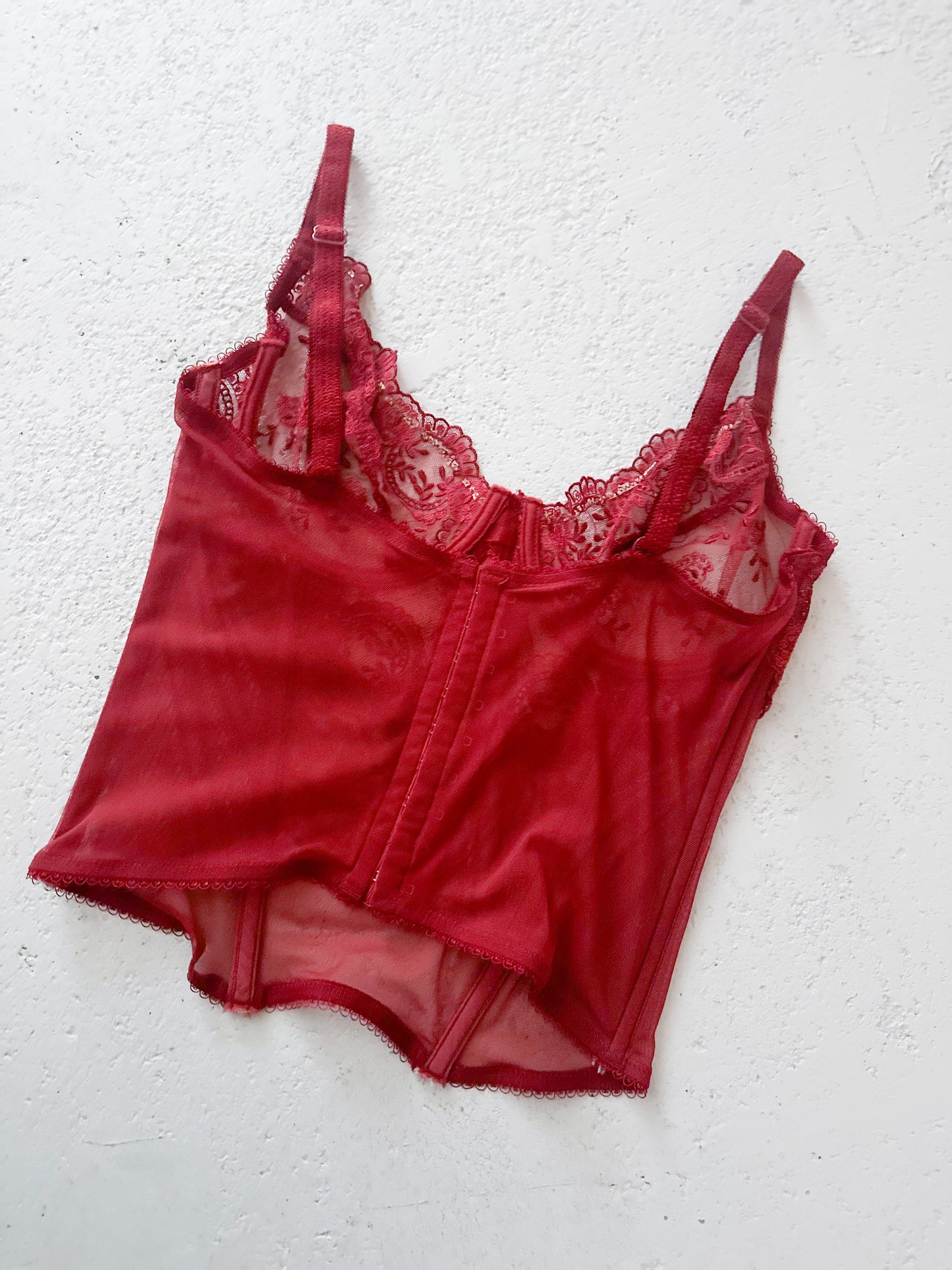 WINE LACEY EMBROIDERY BUSTIER (80C/75D)