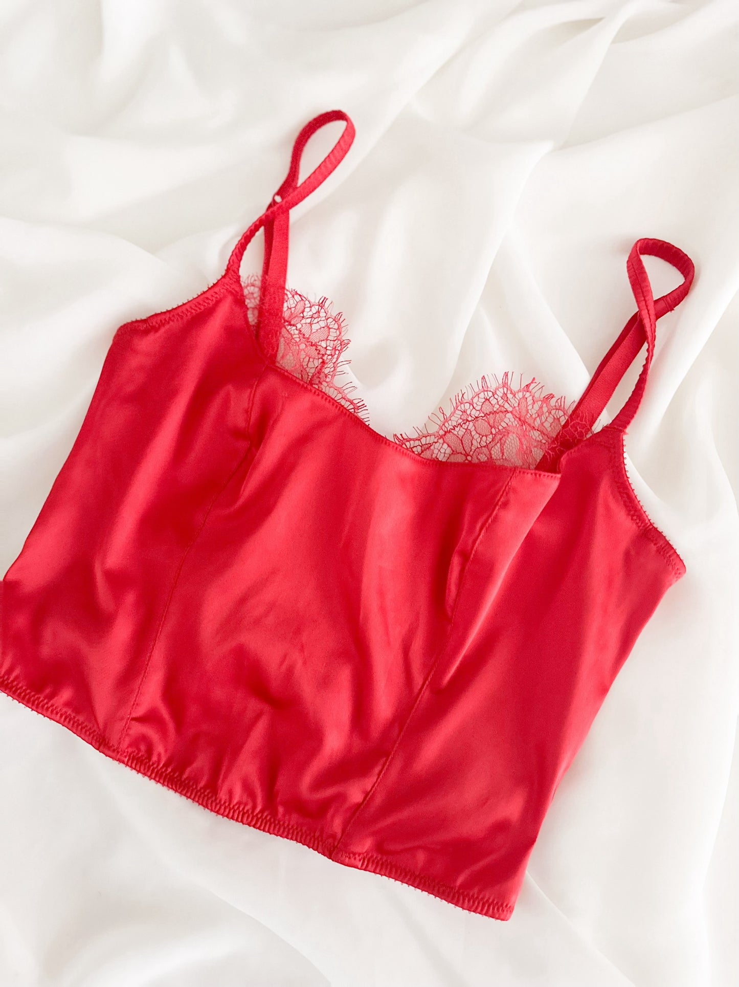 SATIN RED LACE BUSTIER (75B/70C)