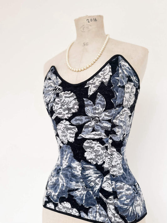 DARK FLORAL BUSTIER (XS - S/M)