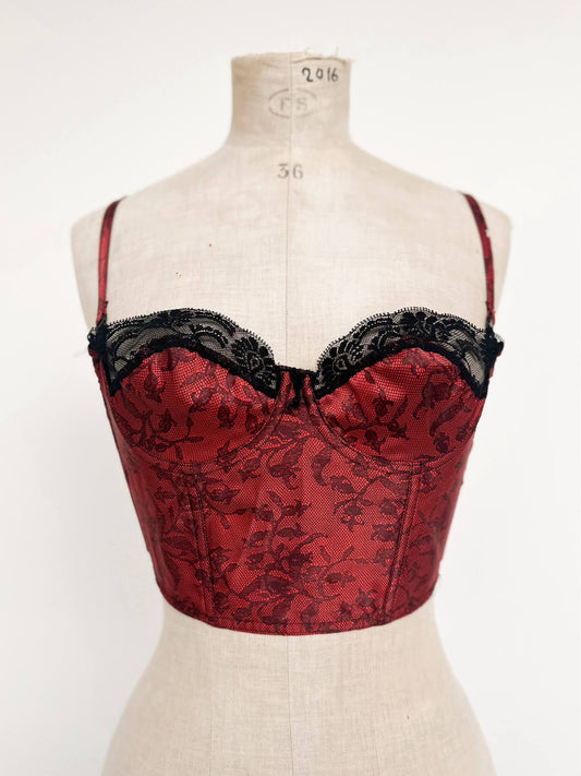 RED LACEY SATIN BUSTIER (75B/70C/80A)