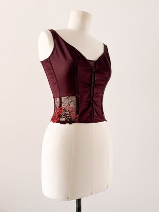 BROWN RED SATIN CORSET (S, EU 36)