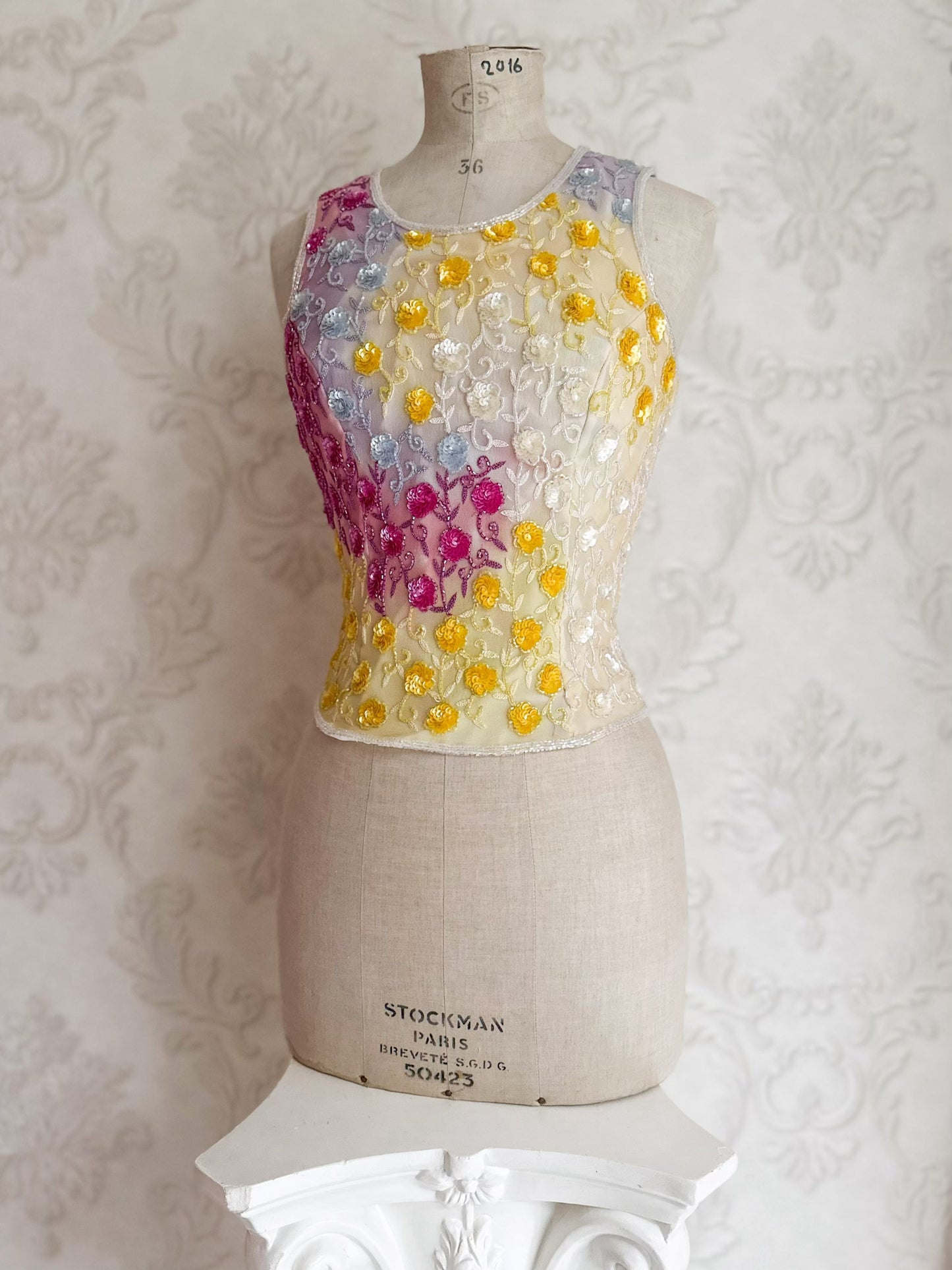 WATERCOLOR SWAROVSKI BUSTIER TOP (XS - S)