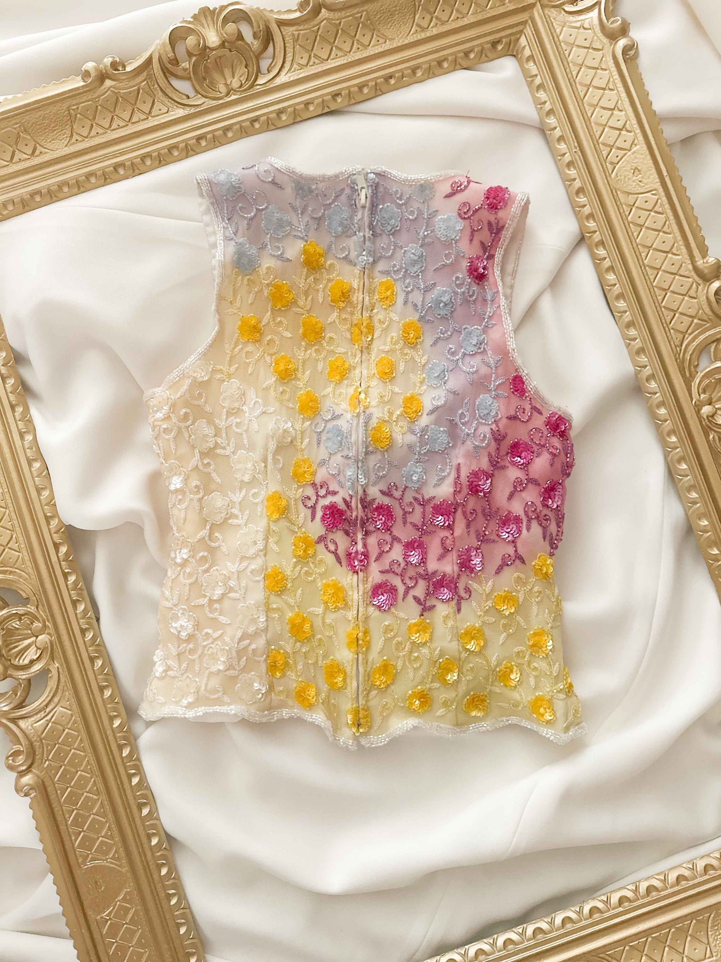 WATERCOLOR SWAROVSKI BUSTIER TOP (XS - S)