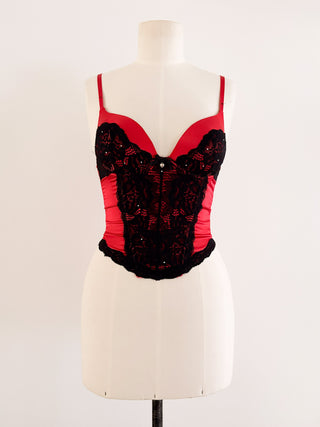 RED BLACK LACE BUSTIER (75B/70C)
