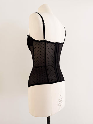 POLKADOT BLACK MESH BUSTIER (70B/75A)