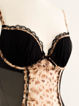 Y2K CHEETAH BABYDOLL BUSTIER (75C/80B)