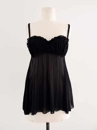 BLACK RUFFLE BABYDOLL TOP (80C/75D)