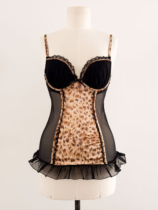 Y2K CHEETAH BABYDOLL BUSTIER (75C/80B)