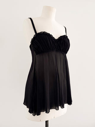 BLACK RUFFLE BABYDOLL TOP (80C/75D)