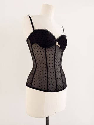 POLKADOT BLACK MESH BUSTIER (70B/75A)