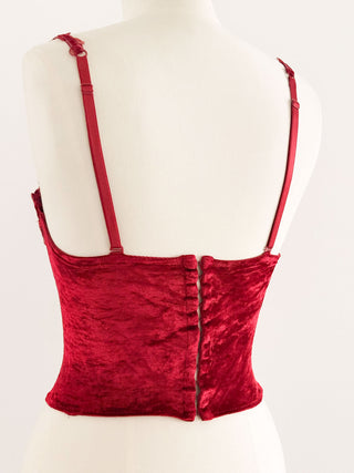 VELVET RED EMBROIDERED BUSTIER (70B/75A)