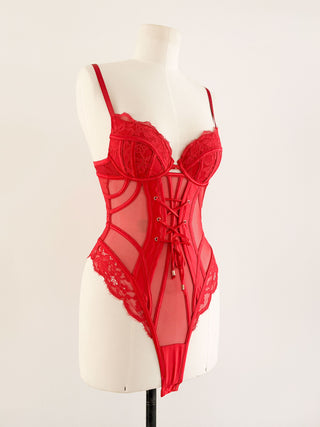 RED SATIN LACE BODY (70B/75A)