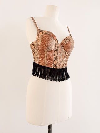 FRINGE SNAKESKIN BUSTIER (80B/85A)
