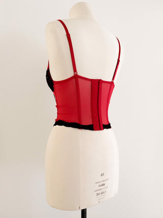 RED BLACK LACE BUSTIER (75B/70C)