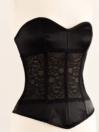 BLACK LACE SATIN CORSET (S, EU 36 - M, EU 38)