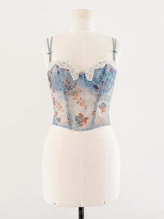 BLUE FLORAL MESH BUSTIER (75B/80A)