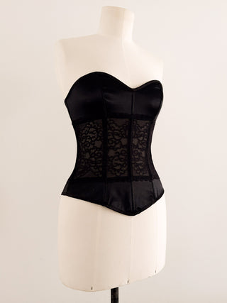 BLACK LACE SATIN CORSET (S, EU 36 - M, EU 38)
