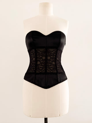 BLACK LACE SATIN CORSET (S, EU 36 - M, EU 38)