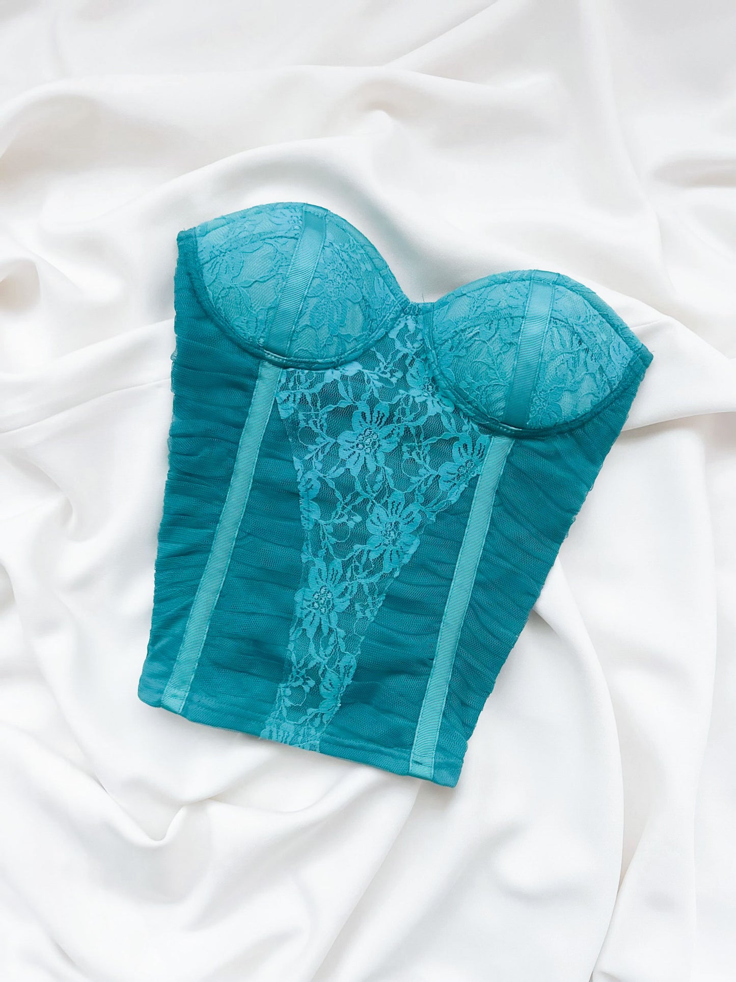 TEAL LAYERED LACE TULE BUSTIER (S - M)