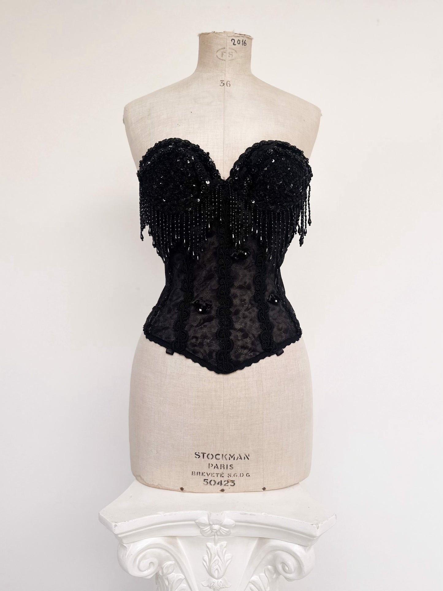 BLACK PEARL FRINGE BUSTIER (70B/75A/65C)