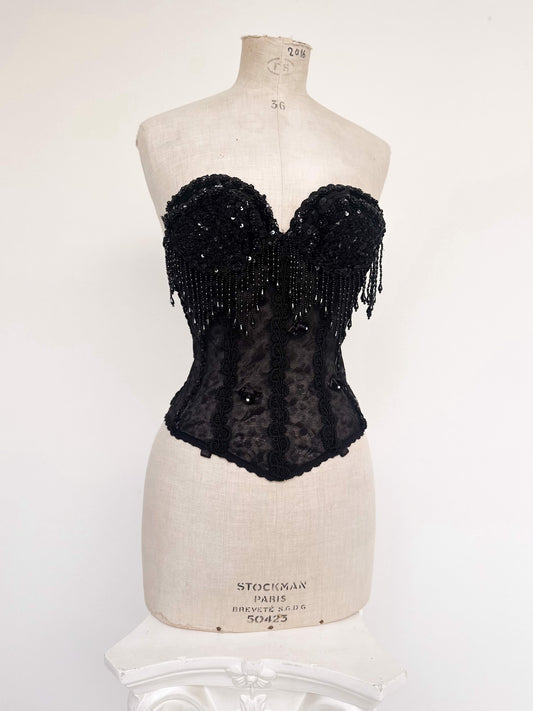 BLACK PEARL FRINGE BUSTIER (70B/75A/65C)