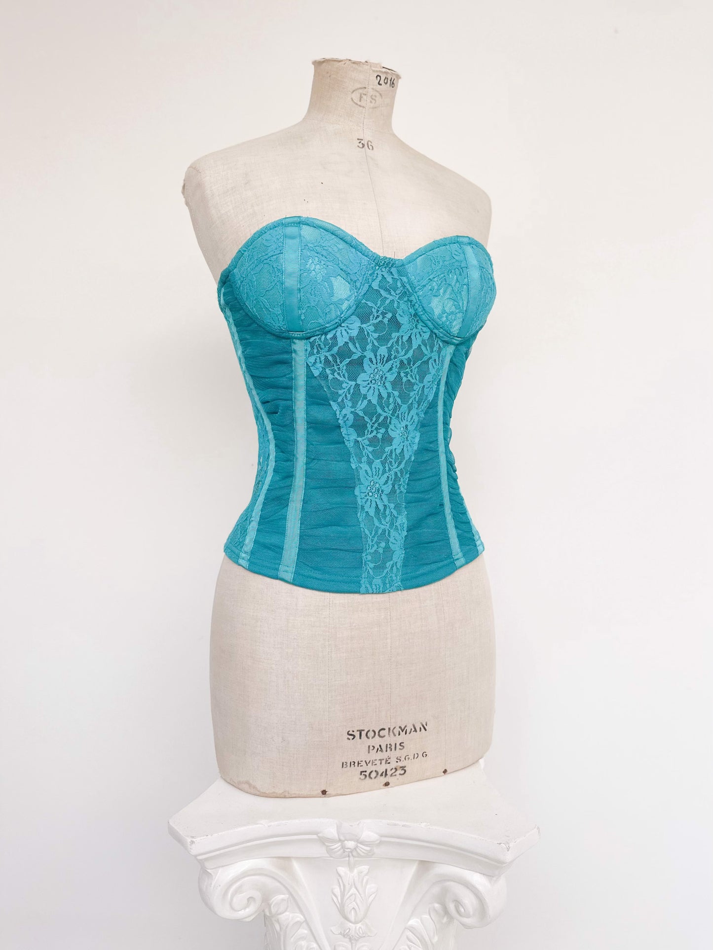 TEAL LAYERED LACE TULE BUSTIER (S - M)