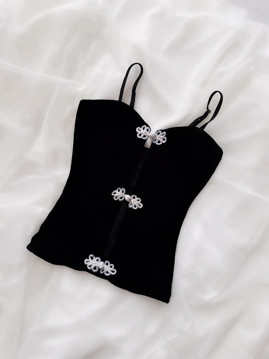 VELVET BLACK BUSTIER TOP (XS - S)